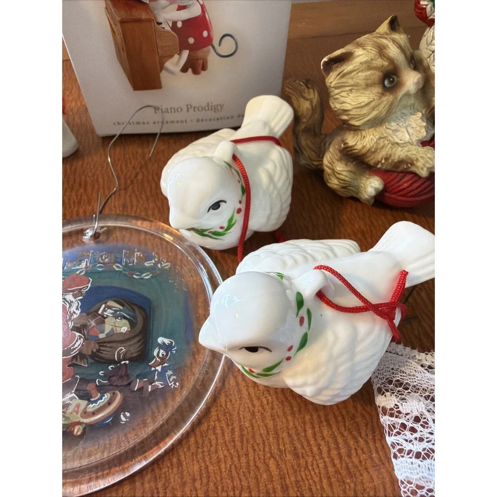 Vtg Christmas Ornament Lot: Avon Kurt‎ S Adler, Enesco, Fitz & Flloyd, Hallmark